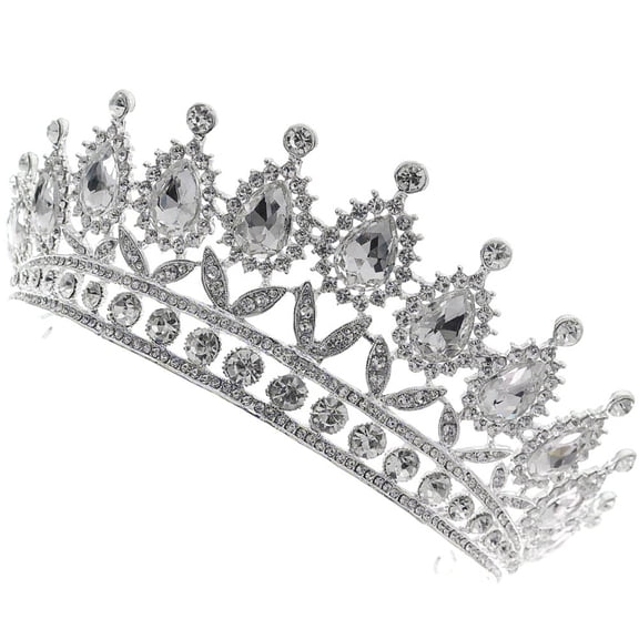 UPOUART Wedding Tiaras For Bride Royal Style Silver Rhinestones 1 PCS