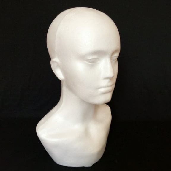 UPOUART White Foam Head for Display with Large Base Hat and Wig Holder Stand