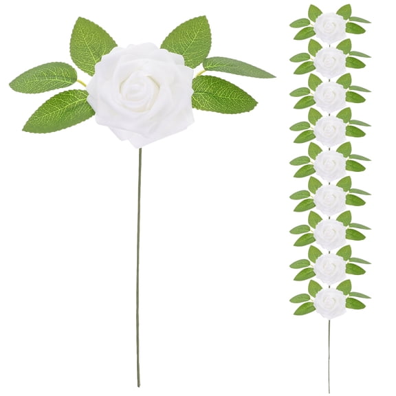UPOUART White Rose Simulation Floral Arrangement in Decorative Box for Weddings, Anniversaries, and Special Occasions