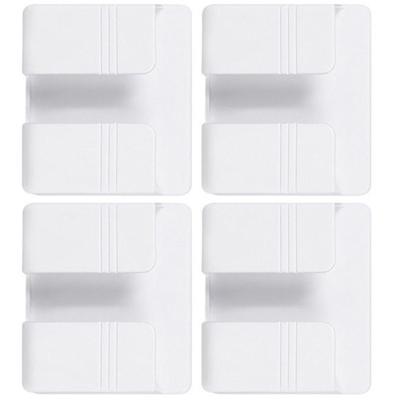 UPOUART White Wall-Mounted Storage Rack for Kitchen and Living Room, Remote Control & Phone Charger Holder, ABS Material, Set of 4