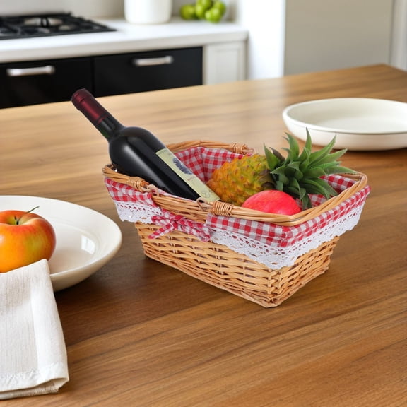 UPOUART Rectangular Wicker Bread Basket for Countertop with Natural Willow Storage and Rustic Kitchen Organizer
