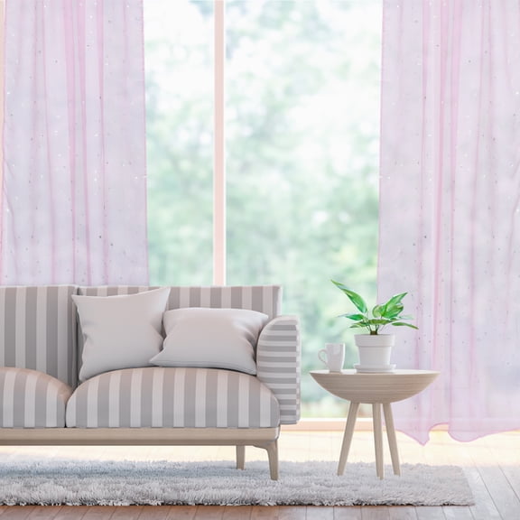 UPOUART Window Sheer Panel Pink Polyester Privacy Protection for Nursery Room 1Pack