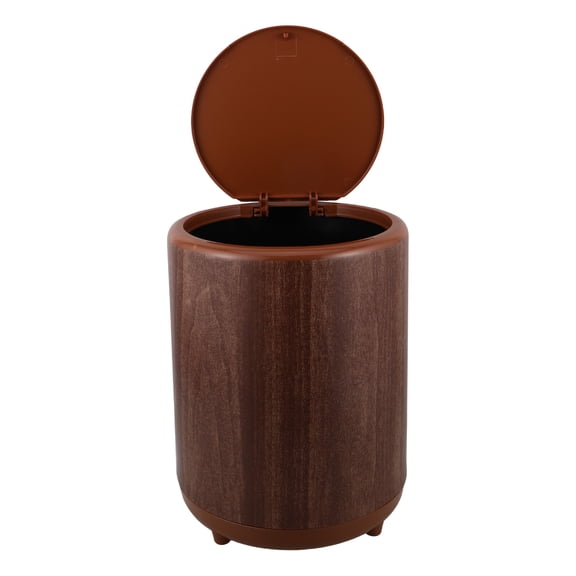 UPOUART Wood Grain Covered Bathroom Trash Can with Lid for Home Kitchen Office Waste Management