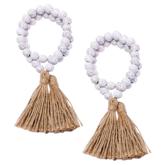 UPOUART Wooden Bead Garland with Tassels for Farmhouse Decor Assorted Colors Versatile Hanging Decor 60 Inch