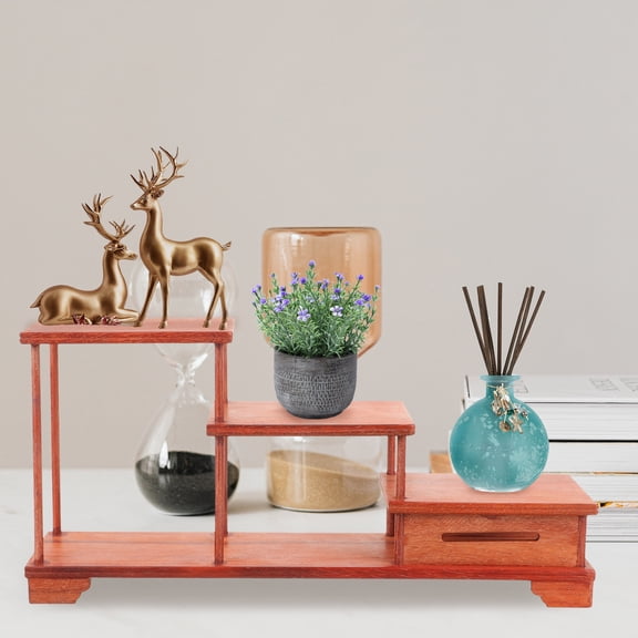 UPOUART Wooden Riser Display Holder with Polished Finish for Displaying Crafts Figurines and Small Plant Pots