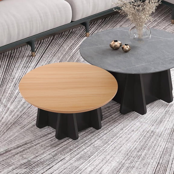UPOUART Light Brown Wood Table Top Thickened Round Desktop Replacement for Office and Home Use