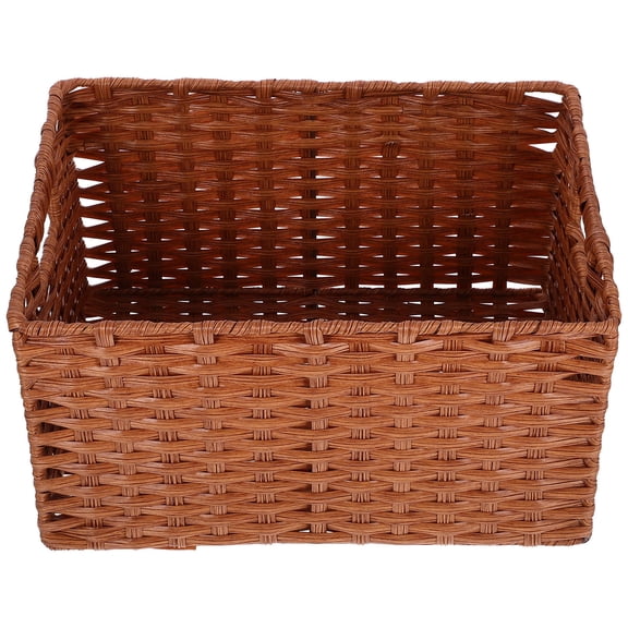 UPOUART Woven Storage Basket Light Brown Imitation Rattan Home Organizer