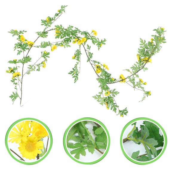 UPOUART Yellow Simulation Daisy Rattans for Home and Party Decoration, Reusable Silk and Plastic Flowers Vines 36 Inches
