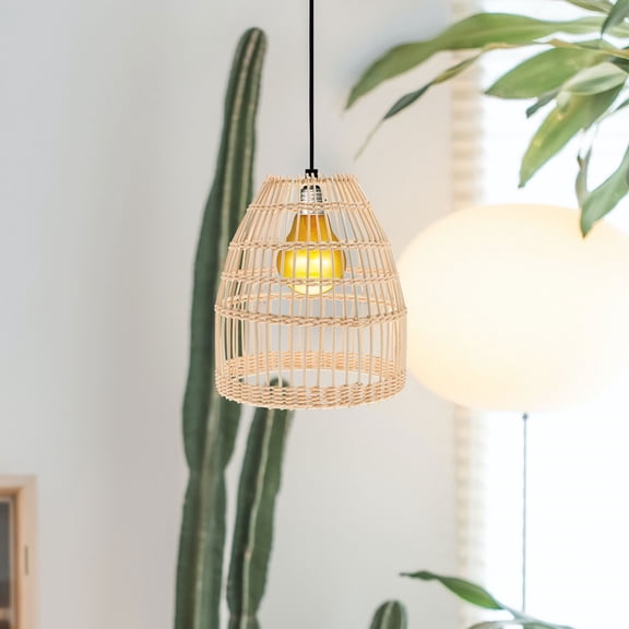 UPOUART attic light fixture Ceiling Light Rattan Woven Yellow 1Set