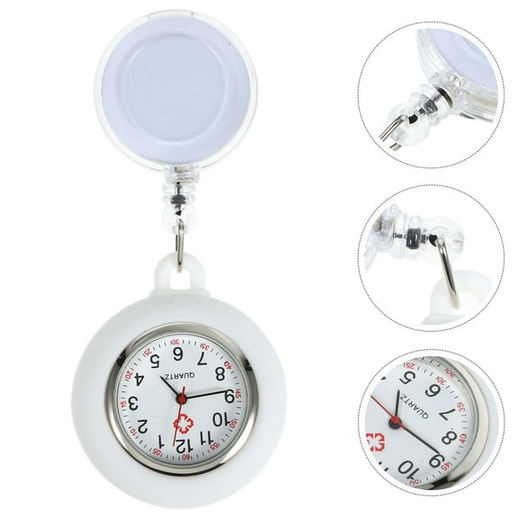 UPOUART Retractable Watch Round White Medical Design Professional 1 Piece for Everyday Use