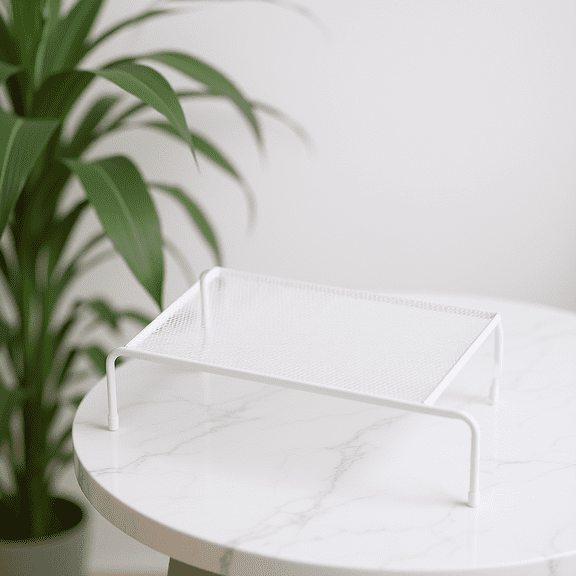 UPOUART small monitor stand White Iron 1 Piece Minimalist Design for Office Desk Setup Back to School