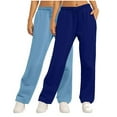 thumbnail image 1 of UPPADA 2 Pcs Womens Sweatpants High Waisted Jogger Pants Lounge Wear Outfits for Women Elastic Bottom Sweatpants Trendy Baggy Joggers with Pockets Navy,L, 1 of 8