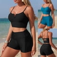 thumbnail image 1 of UPPADA 2 Piece Bikini Set Modest Two Piece Swimsuit Spaghetti Strap Tank Tops With Board Shorts High Waist Bathing Suit Summer Beach Swimwear Black Swimsuit,L, 1 of 8