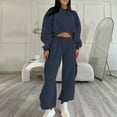 thumbnail image 1 of UPPADA 2 Piece Cropped Pants Set for Women,Womens 2 Piece Sweatsuit Set Crewneck Sweatshirts and Jogger Sets Oversized Y2k Outfits Set 2 Piece High Waist Set Fall Clothes Dark Blue,S, 1 of 7