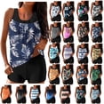 thumbnail image 1 of UPPADA 2 Piece Full Coverage Swimsuits for Women Floral Athleti Crewneck Bathing Suits High Waisted Tummy Control Modest Swimwear Comfy Tankini Top with Shorts Blue,Xl, 1 of 7