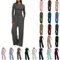 thumbnail image 1 of UPPADA 2 Piece Matching Summer Sweatsuit Lounge Set Womens Wide Leg Pants Side Ruching Crop Top Sets Plus Size Two Piece Outfits Wine,XXL, 1 of 7