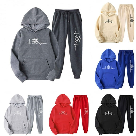 UPPADA 2 Piece Set for Women Casual Lounge Sets Hooded Sweatsuits Set 2 Piece Outfits Fall Spring Drawstring Sweatshirt and Wide Leg Sweatpants Tracksuit with Pockets Beige,XXXL