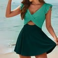 thumbnail image 1 of UPPADA 2 Piece Sets Swimsuit for Women Floral Printed Modest Two Piece Bathing Suits Tankini Cute Ruffle Tops with Skirts Loose Fit Women Bathing Suits Clearance,Army Green,L, 1 of 7