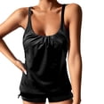 thumbnail image 1 of UPPADA 2 Piece Swimsuits for Women Blouson Tankini Top and Shorts Bottom Crewneck Bathing Suit Adjustable Double Shoulder Straps Tummy Control Bathing Suits with Bra Black,S, 1 of 3