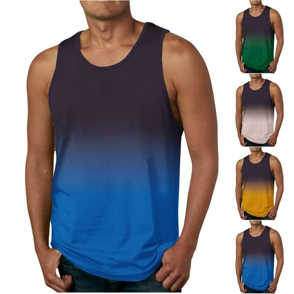 UPPADA Tank Tops Men Big and Tall Summer Vest Plus Size Gradient Shirts Workout Gym Blouses Casual Sports Athletic Tanks Mens Tank Tops Workout