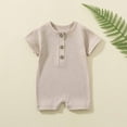 thumbnail image 1 of UPPADA Spring Outfit Toddler Girl Toddler Baby Girl And Boys 2024 Summer Rompers Short Sleeve Crewneck Jumpsuits Cotton Ribbed Button Solid Infant Onesie Sales Today Clearance, 1 of 7