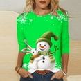 thumbnail image 1 of UPPADA 3/4 Length Sleeve Womens Tops Casual Loose Fit Crewneck T Shirts Cute Solid Three Quarter Length Tunic Tops Cute Xmas Outfits for Laides happy new year gifts Green,XL, 1 of 5