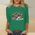 thumbnail image 1 of UPPADA 3/4 Sleeve Christmas Shirts for Women Christmas Tree Graphic Shirts Funny Snowflake Print Tees Dressy Christmas Shirts camiseta navidad mujer Green,XL, 1 of 5