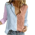 thumbnail image 1 of UPPADA 3/4 Sleeve Shirts For Womens Summer V Neck Lapel Blouse Short Sleeve Pullover Color Block T-Shirts Trendy Loose Tees Blusas de Mujer de Moda Casuales Bonitas Blusas Elegantes, 1 of 7