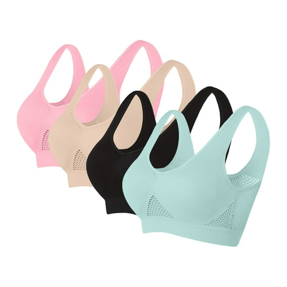 UPPADA 4 Pack Sports Bras for Women's Wireless Bralettes Bra Seamless Smooth Comfort Wirefree T-Shirt Bra Comfortable Yoga Bra with Removable Pads Show ,XL