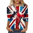 thumbnail image 1 of UPPADA 4th of July 3/4 Sleeve T Shirts for Women Summer American Flag Tops Patriotic Tees Independence Day Crewneck Loose Fit T-Shirt,4th of July Shirt Red,XL, 1 of 5