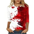 thumbnail image 1 of UPPADA 4th of July 3/4 Sleeve T Shirts for Women Summer American Flag Tops Patriotic Tees Independence Day Crewneck Loose Fit T-Shirt,Tshirts Shirts for Women Graphic Red,4XL, 1 of 5