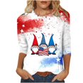thumbnail image 1 of UPPADA 4th of July American Flag Shirt for Women 3/4 Sleeve Patriotic Shirt Usa Flag Star Stripes Graphic Tees Summer Crewneck Tunic Tops,Patriotic Shirts Red,XL, 1 of 5