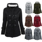 UPPADA 50% off Clearance Womens Winter Warm Sherpa Lined Coats Button Down Long Pea Coats with Pockets Fall Outerwear Plus Size Hooded Parka Faux Suede Soft Fuzzy Jackets Overcoat