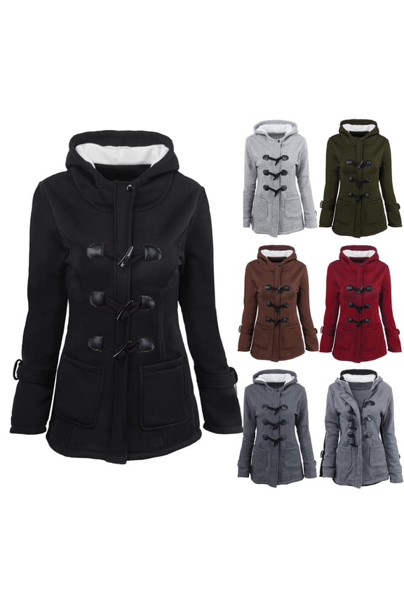 50% off Clearance Womens Winter Warm Sherpa Lined Coats Button Down Long Pea Coats with Pockets Fall Outerwear Plus Size Hooded Parka Faux Suede Soft Fuzzy Jackets Overcoat