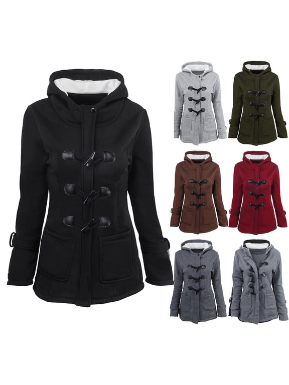 50% off Clearance Womens Winter Warm Sherpa Lined Coats Button Down Long Pea Coats with Pockets Fall Outerwear Plus Size Hooded Parka Faux Suede Soft Fuzzy Jackets Overcoat