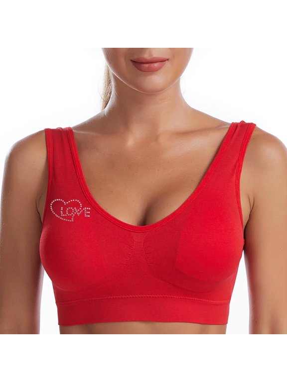 Back Smoothing Bras for Women Bralette Comfy Seamless Bralettes No Underwire Push Up Bra Wide Band Bras Everyday Bras Red,S
