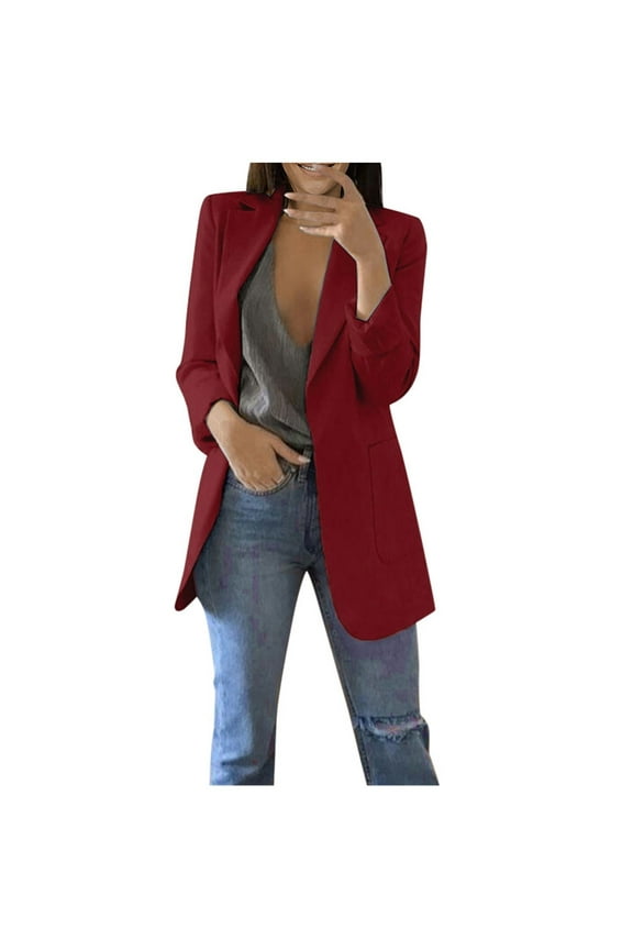 Blazer Jackets for Women Plus Size Business Casual Long Blazers Work Office Open Front Long Sleeve Cardigan Coats Tops Blazers for Women Fashion Casual Vestidos Casuales Para Mujer
