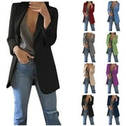UPPADA Blazer Jackets for Women Plus Size Business Casual Long Blazers Work Office Open Front Long Sleeve Tops Cardigan Coats Tops