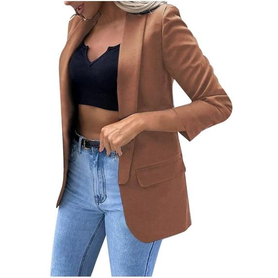 UPPADA Blazers for Women Fashion Casual Open Front Cardigan Long Sleeve Work Office Suit Jackets Business Outerwear Womens Blazers for Work Professional Vestidos Casuales Para Mujer