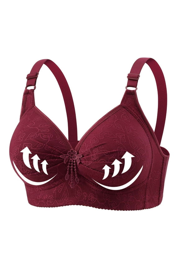 Bras for Women No Underwire Bras Wireless Front Closure Bra Brasieres De Mujer,Wine Xxl