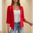 thumbnail image 1 of UPPADA Cardigan Blazer for Women 3/4 Sleeve Soft Comfy Front Open Cardigans Lightweight Cardigan Flowy Irregular Hem Blouses Red,L, 1 of 7