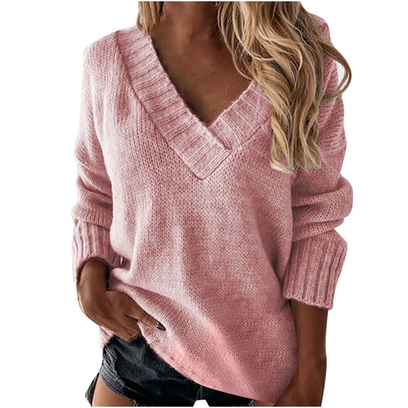 UPPADA Cardigan Sweaters for Women's Classic Button Down Long Sleeve Open Front V Neck Soft Knit Sweater Trendy Fall Winter Comfy Sweaters Pink,M