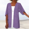 thumbnail image 1 of UPPADA Cardigans for Women Flowy Solid Lightweight Dressy Open Front Shirts Short Sleeve Tunic Cardigans Casual Beach Cover ups Purple,M, 1 of 5