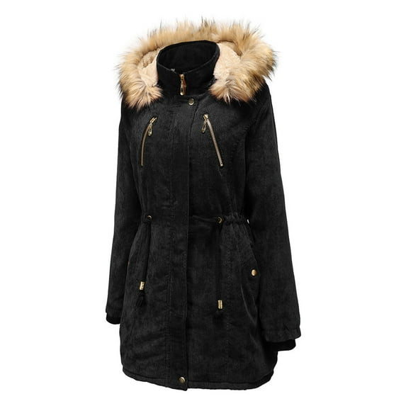 UPPADA Casual Jackets for Women Women's Winter Hooded Faux Sherpa Jacket Long Sleeve Zip up Trench Coat Winter Warm Plush Hooded Zip Outwear Abrigos De Mujer Elegantes