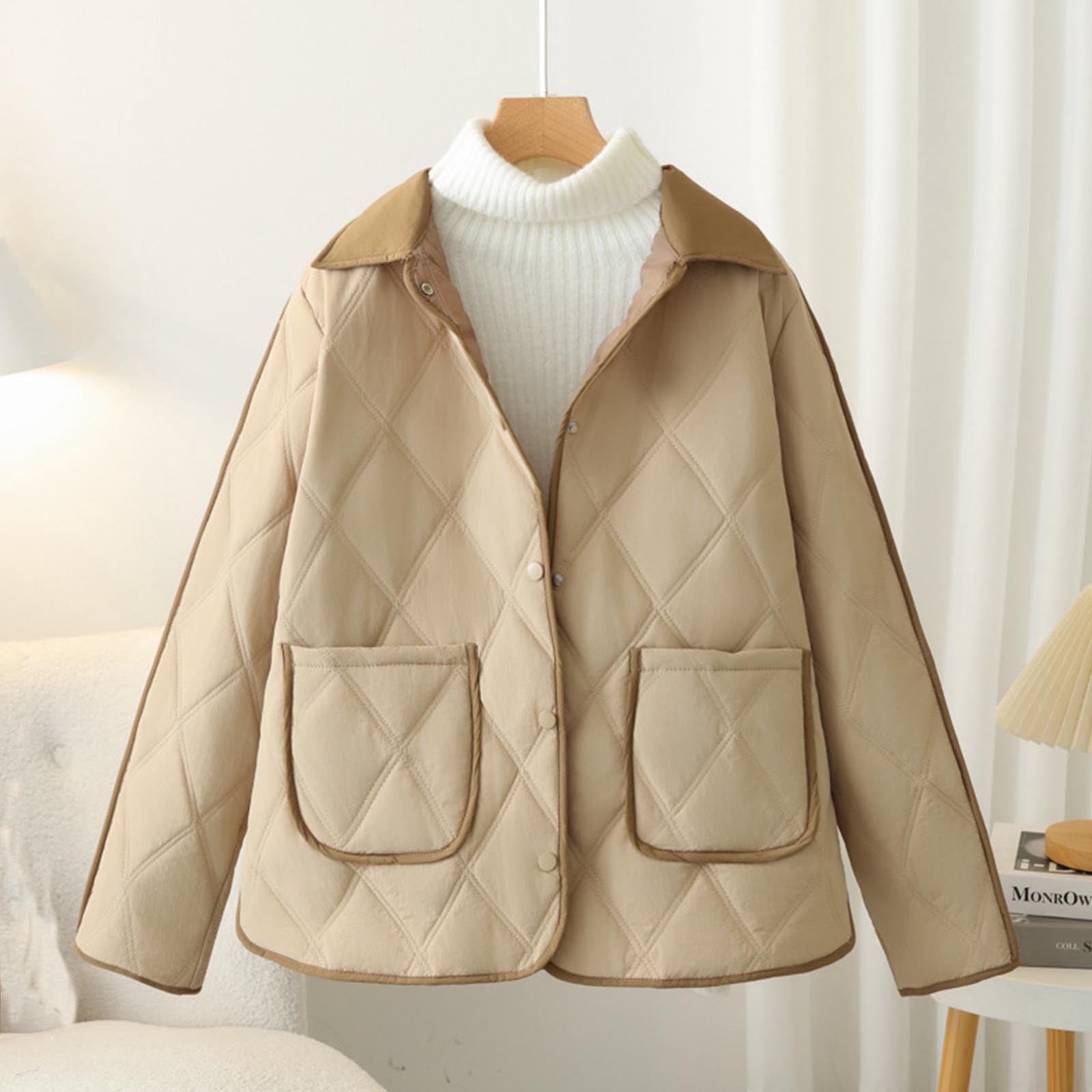 UPPADA Women's Stand Collar Fall Coats Lightweight Quilted Puffer