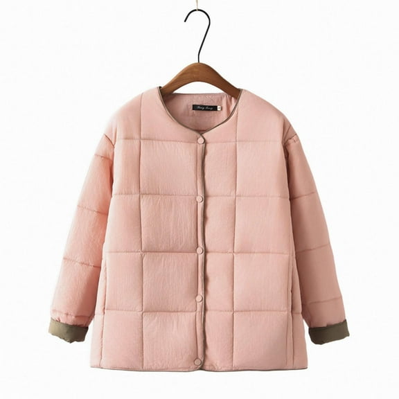 UPPADA Casual Quilted Jackets for Women Button Down Fall Puffer Jacket Winter Coats with Pockets Lightweight Down Puffer Jackets,Women Winter Jackets Pink,XXXL