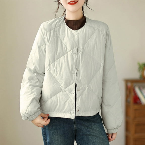 UPPADA Casual Quilted Jackets for Women Button Down Fall Puffer Jacket Winter Coats with Pockets Lightweight Down Puffer Jackets,Womens Flannel Jacket with Hood Gray,XXL