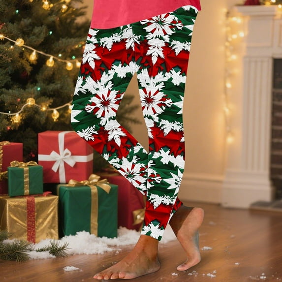 UPPADA Christmas Gifts Womens Holiday Party Legging Tights Soft Workout Yoga Pants High Waist Funny Printed Cute Christmas Leggings Santa Claus Snowman Deer Holiday Winter Saving Army Green,XXL