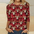 thumbnail image 1 of UPPADA Christmas T Shirts for Women 3/4 Sleeve Christmas Shirts Crewneck Christmas Tree Printed Tshirts Trendy Casual Loose Fit Blouses camisa de grinch Multicolor,L, 1 of 5