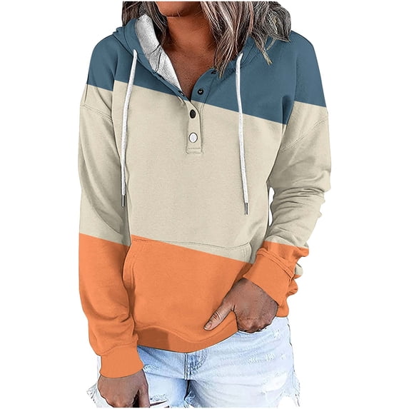 UPPADA Clearance Hoodies for Women Hoodies for Women's Solid Color Sweatshirt Fall Plus Size Hooded Sweatshirt Tops Oversized Loose Baggy Pulllover with Pockets